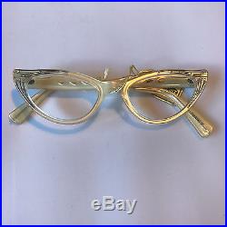 Vintage Stardust Off White 1960's Plastic Jeweled Frames NOS Made In France, Ivo