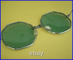 Vintage Sunglasses Octagon BLUE LENS Metal Frame MADE IN FRANCE Glasses Tint