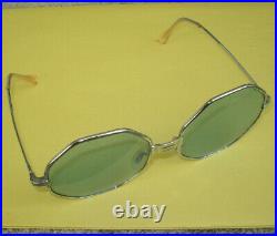 Vintage Sunglasses Octagon BLUE LENS Metal Frame MADE IN FRANCE Glasses Tint