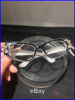 Vintage Swank France Eyeglass Frame Lot 3 Cats Eye Rhinestone 2 Black 1 MOP