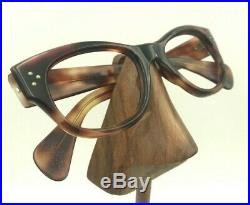 Vintage Swank Tortoise Oval Horn-Rimmed Triple Dot Eyeglasses Frames France