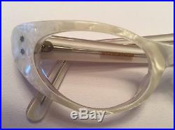 Vintage TWEC Original Cat Eyeglasses-France-Perl White