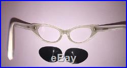 Vintage TWEC Original Cat Eyeglasses-France-Perl White