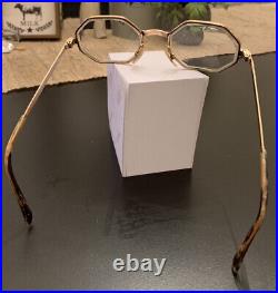 Vintage Wire Rimmed Octagon Glasses Made In France 20/000 14KGF. CE Stamped