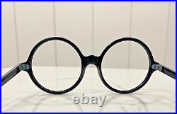 Vintage X-Large Round Black eyeglass frame France 52x18 5.75 George Burns look