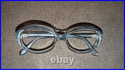 Vintage blue oval rhinestone glasses