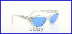 Vintage white 1950s cateye sunglasses in white 46-22mm with decor #SG 2-3