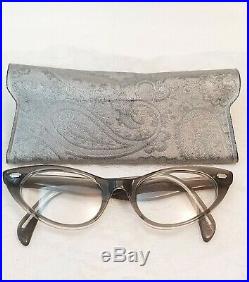 Vtg 1960's Cat Eye Glasses Unique Gray Frame France Joseph Kernel Indianapolis