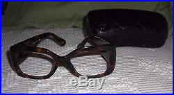 Vtg CHANEL Tortoise Shell Quilted Double C Logo Sunglass Eyeglass Frames & Case