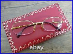 Vtg Cartier Must Ascot Glasses Eyeglasses Semi Rimless Half Rim Frame Sunglasses