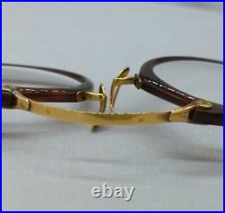 Vtg French 18K Gold Pince Nez Spectacles Folding Eyeglasses Maison Maquet Case
