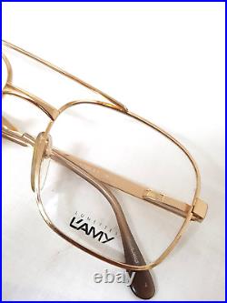 Vtg Lamy Alcide F Lunettes Eyeglasses Gold Square France Glasses Frames