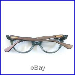 Vtg SELECTA Cat Eye Eyeglasses Frames Mauve Gray Gold Star Details 60s 48-20-140