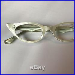 White Cateye Glasses, Extreme Cat Eye Glasses, New Old Stock Vintage Pearl White