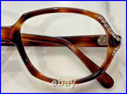 Woman's Brown Vintage Oval Eyewear 50x20 5.5 temple rhinestones Sonia France