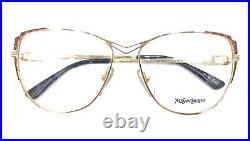 Yves Saint Laurent NEW Vintage Gold Round Eyeglasses Frames 57-15 Paris France